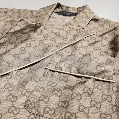 Printed silk twill shirt