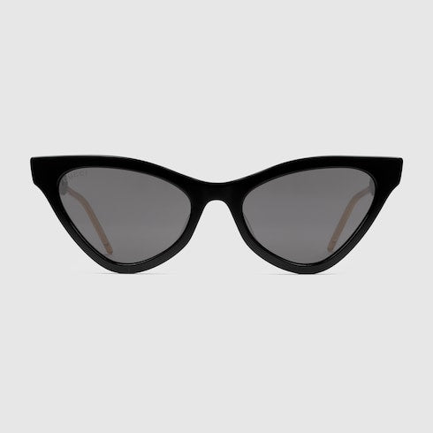 Black Acetate Cat Eye Sunglasses With Grey Lens