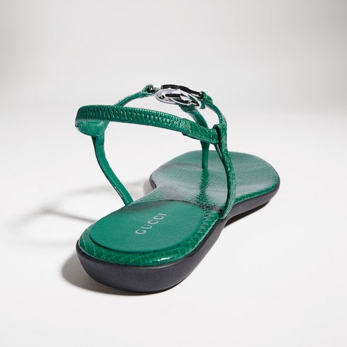 Women's python thong sandal with Interlocking G