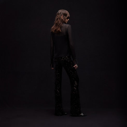 Floral devoré velour pants