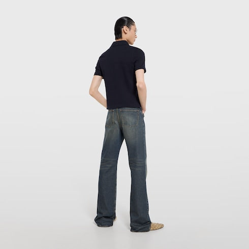 Cotton piquet polo shirt with embroidery