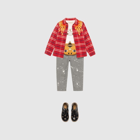 White Cotton Children's T-Shirt With Vintage Gucci Logo