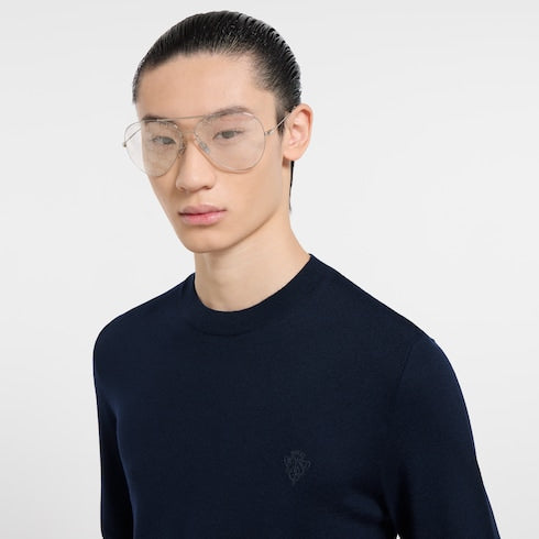 Knit wool sweater with embroidery