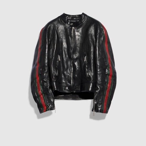 Buffalo leather biker jacket with Web