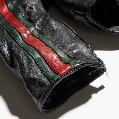 Buffalo leather biker jacket with Web