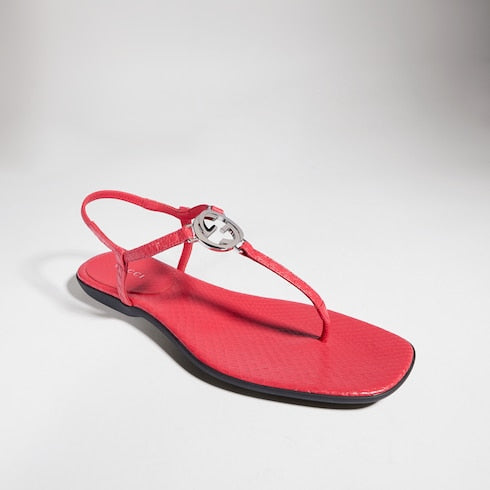 Women's python thong sandal with Interlocking G