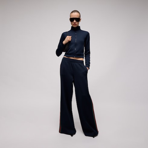 Rib cotton jersey leisure pants with Web
