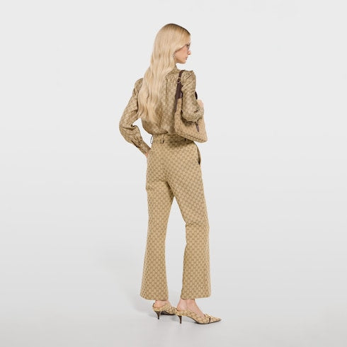 GG cotton canvas fabric pants