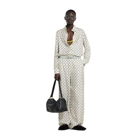 Printed silk twill shirt