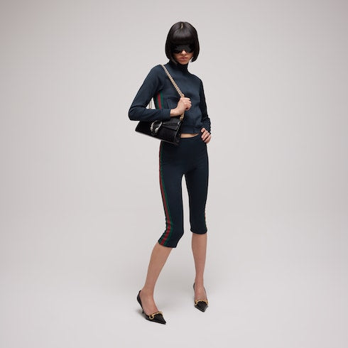 Rib cotton jersey pants with Web