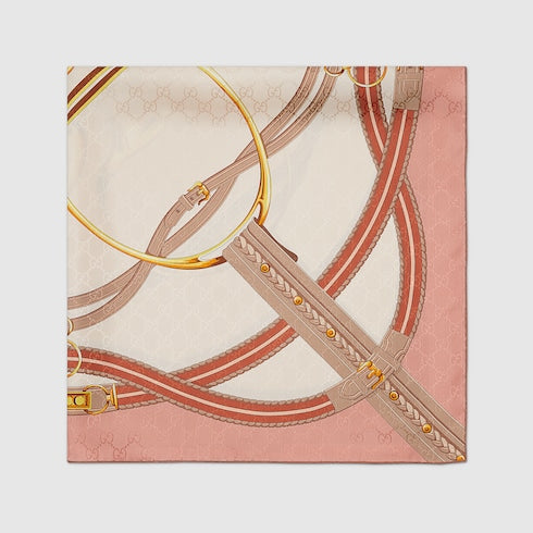 Printed silk jacquard carré