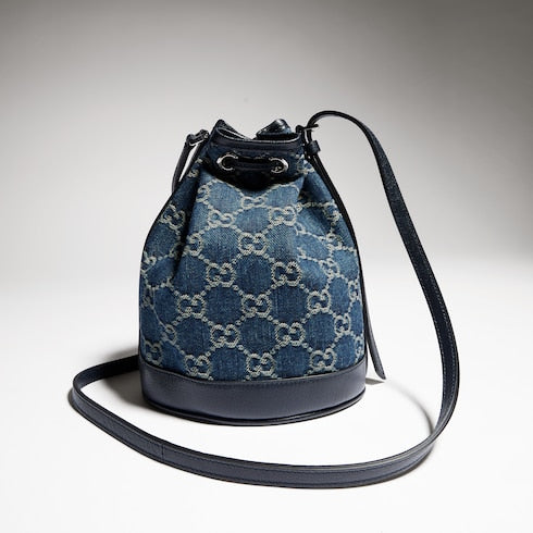 Mini bucket bag with Gucci plaque