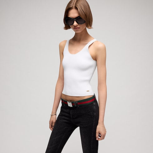 Rib viscose tank top with cardigan