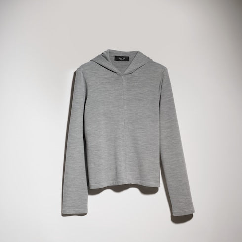 Wool silk blend hooded cardigan