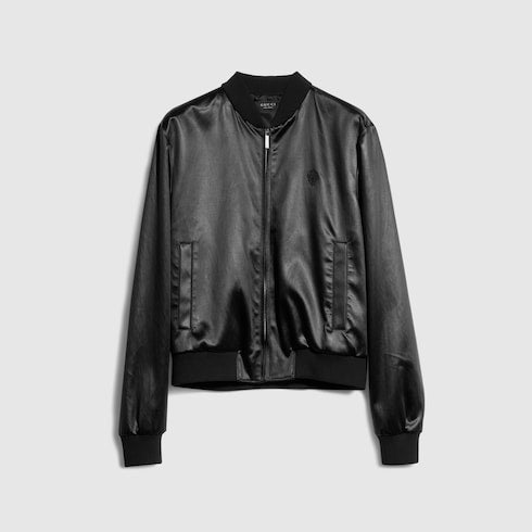 Cotton acetate satin zip jacket