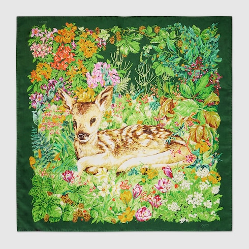 "Giardino di Seta" printed silk carré