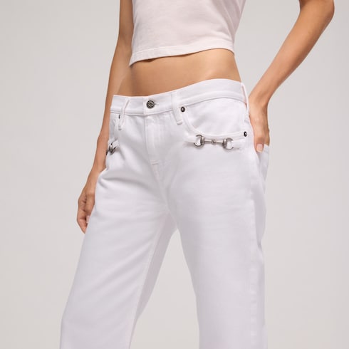 Cotton denim pants with Horsebit