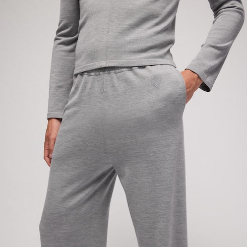 Wool silk leisure pants with embroidery