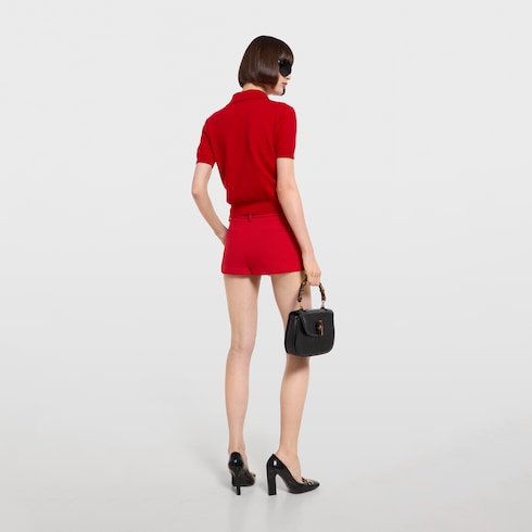 Knit wool polo shirt with embroidery