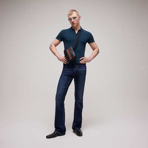 Technical GG jacquard fabric polo shirt