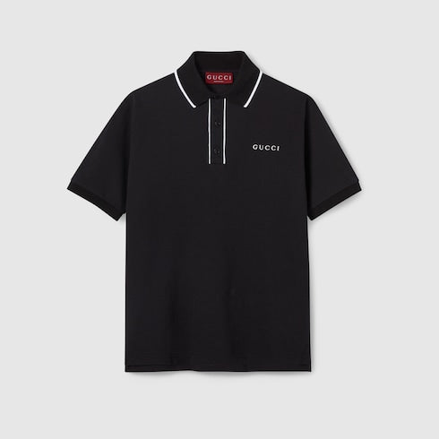 Cotton piquet polo shirt with embroidery
