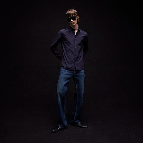 Piece dyed cotton poplin shirt