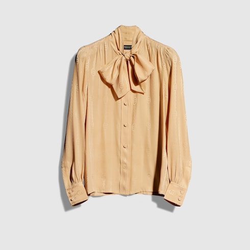 Interlocking G chain silk jacquard shirt