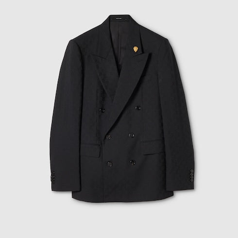 Double-breasted GG wool jacket