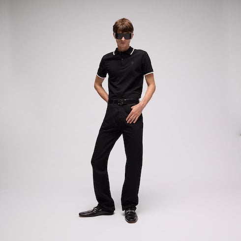 Cotton piquet polo shirt with embroidery