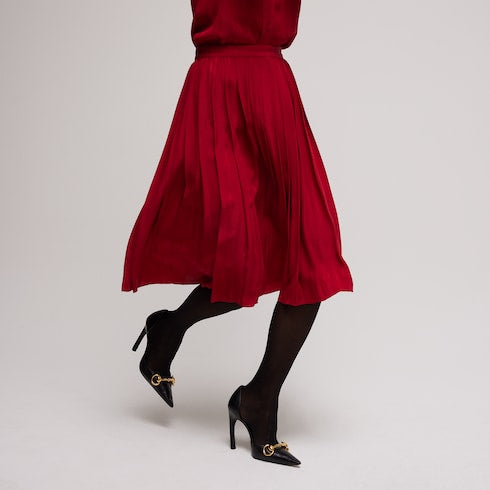 Interlocking G chain silk jacquard midi skirt