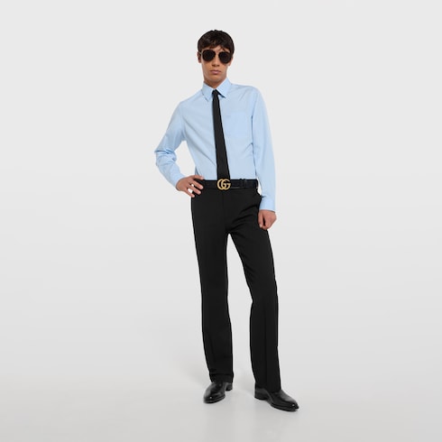Cotton poplin shirt with embroidery