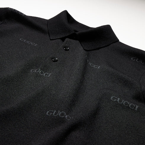Wool silk Gucci jacquard polo shirt
