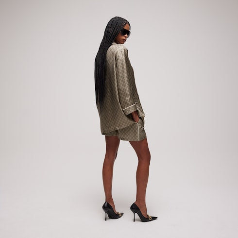 Printed silk twill shirt
