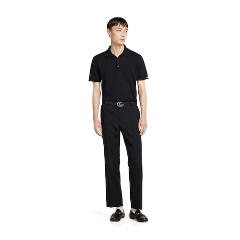 Silk cotton knit polo shirt