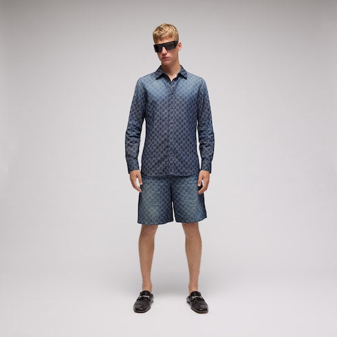 GG chambray cotton denim shorts