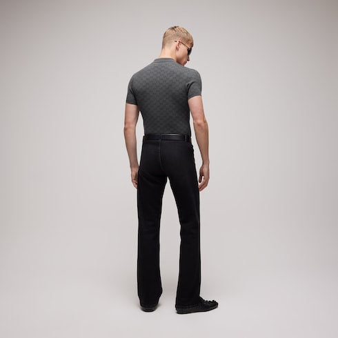 GG wool silk jacquard polo shirt
