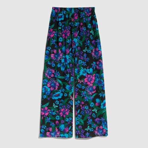 Printed silk leisure pants