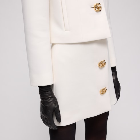 Crêpe wool skirt with Double G button