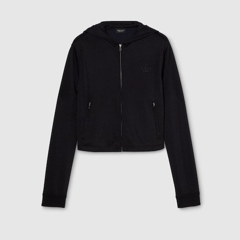 Jersey zip jacket with embroidery