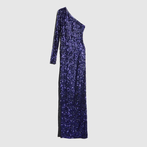 Embroidered silk georgette long dress