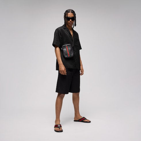 GG canvas linen blend bowling shirt