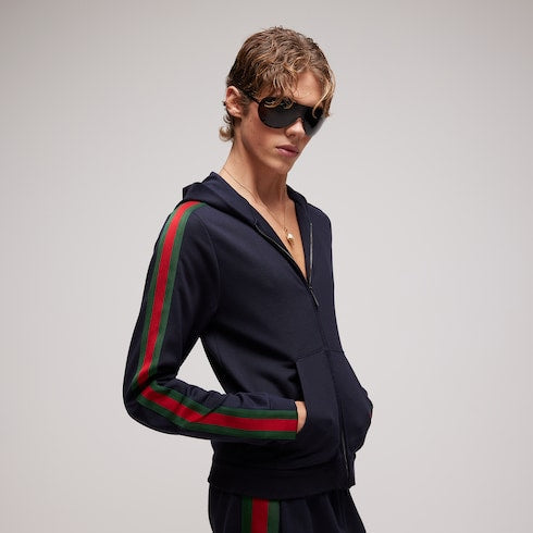 Silk cotton jersey zip jacket with Web