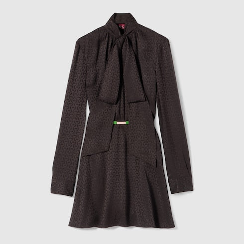 Horsebit silk jacquard dress