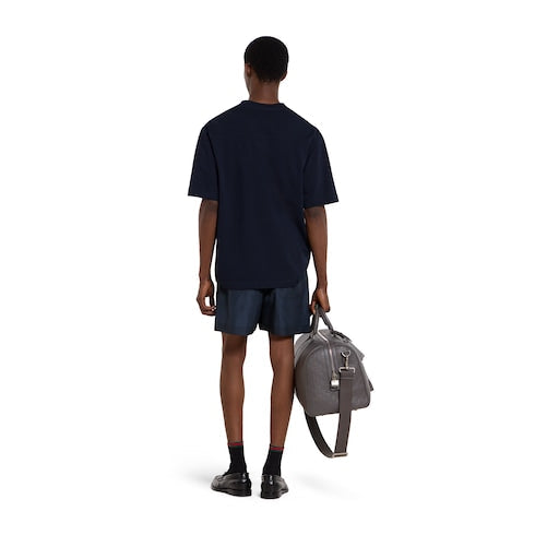Printed technical poplin swim shorts