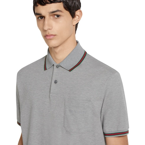 Cotton piquet polo shirt with embroidery