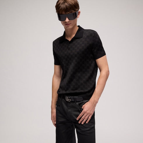 Viscose GG jacquard polo shirt