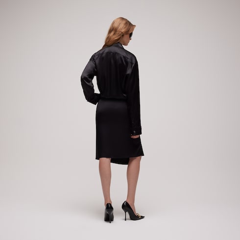Silk satin shirt with rouches