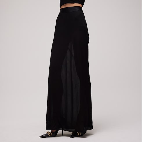 Viscose crêpe jersey long skirt