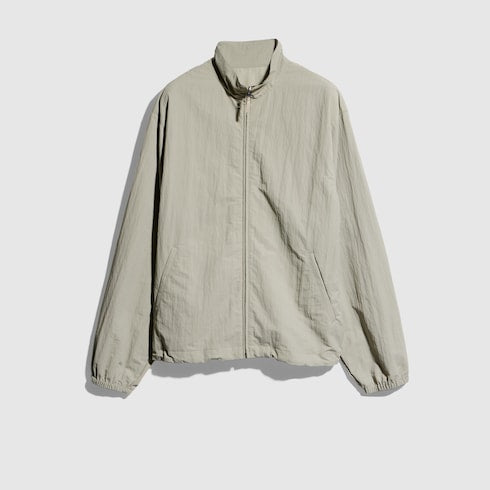 Froissé nylon faille zip jacket with embroidery