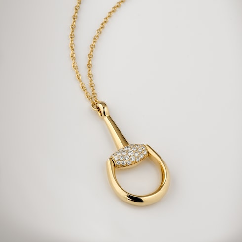 Gucci Horsebit diamond 18k pendant necklace